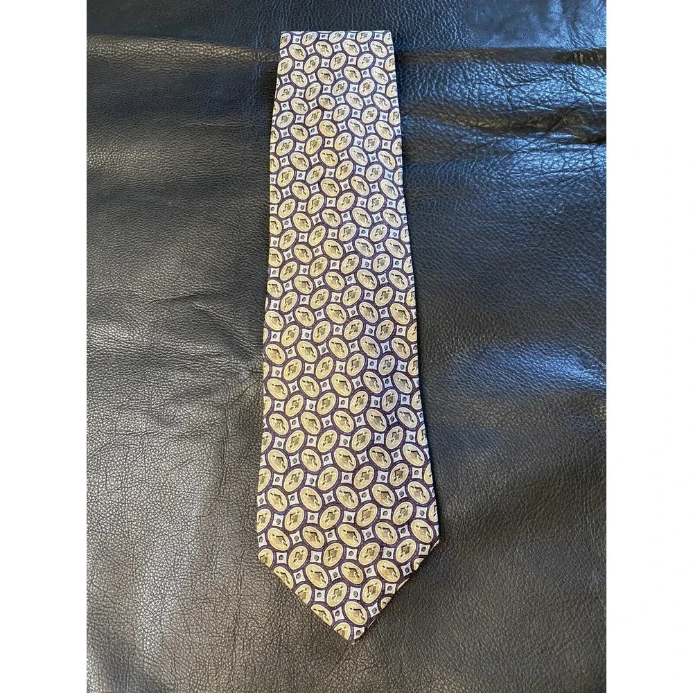 Calvin Klein,100% Silk,Men's Neck Tie,USA Made Multicolor Oval Geometric